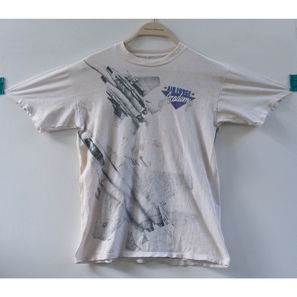 Vintage 90s‎ 1992 USAFA Air Force Academy AOP All Over Print T-Shirt Size L Rare